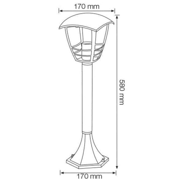 Світильник садово-парковий Horoz Electric NAR-4 стовпчик під лампу E27 h-58см чорний IP44 075-016-0004-010 фото
