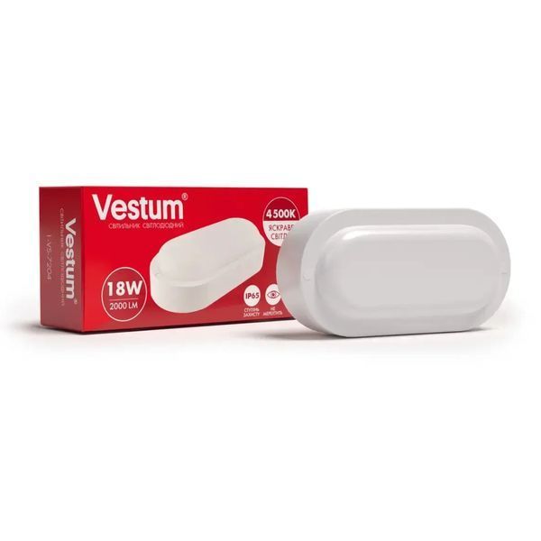 Накладной LED светильник 18W ЖКХ Vestum из ABS-пластика 4500K 220V белый IP65 1-VS-7204 фото