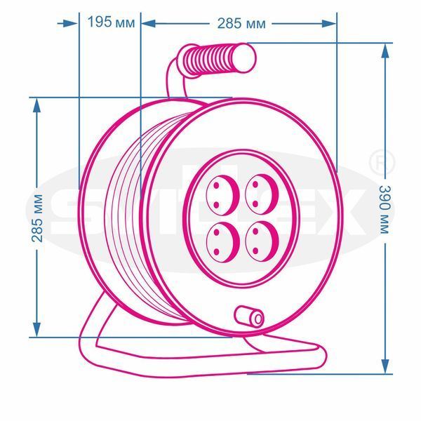 Подовжувач на котушці з термозахистом 60м, 2х2,5 мм&sup2; (4100Вт 16A 250В) SVITTEX SV-061 фото