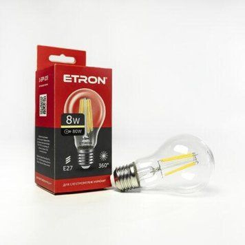 Вінтажна LED лампа Едісона 8W A60 3000K E27 ETRON Filament 1-EFP-109 615675 фото