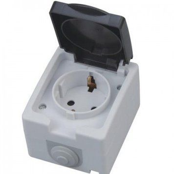 Розетка накладна із заземленням Horoz Electric ATOM з кришкою IP54 112-100-0001-010 фото