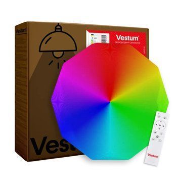 Стельовий LED світильник 60W з пультом Vestum зі спектром RGB 3000К-6500К 395*55мм IP40 DIAMANT VS-91073 фото