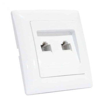 Розетка подвійна комп'ютерна Horoz Electric TINA вбудована біла IP20 112-005-0015-010 фото