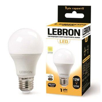 Світлодіодна лампа 12W Lebron з СВЧ датчиком руху Е27 4100K 1100Lm біла IP20 L-A60 11-11-88 фото