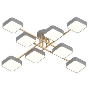 Стельова LED люстра 144W Interees на вісім плафонів 3000K/4200K/6000K сіра/золото IP20 XI3350-8 GR+GD XI3350-8 GR+GD фото