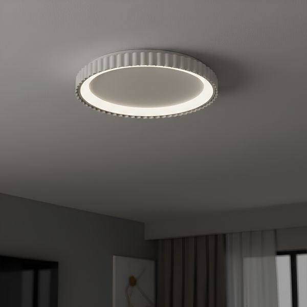 Стельовий LED світильник з пультом 62W круглий з декоративним рельєфним корпусом 3000К-6500К білого кольору Svet SY-77259/500A1 WH SY-77259/500A1 WH фото