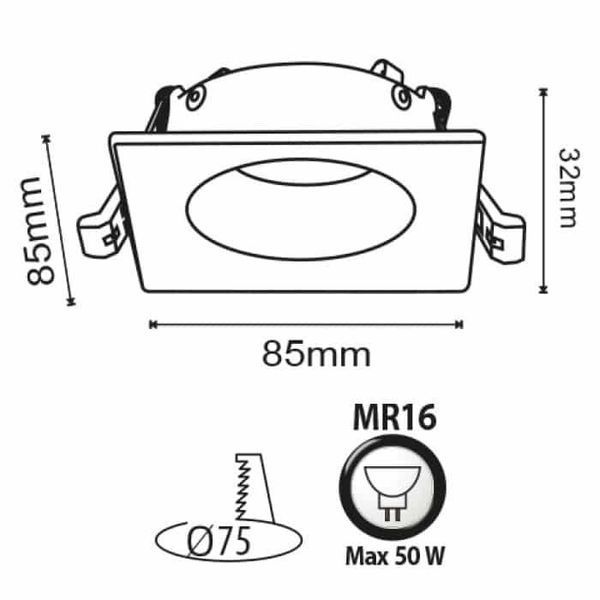 Світильник точковий Horoz Electric KARANFIL-S квадратний білий під лампу MR16 IP20 015-023-0050-010 фото