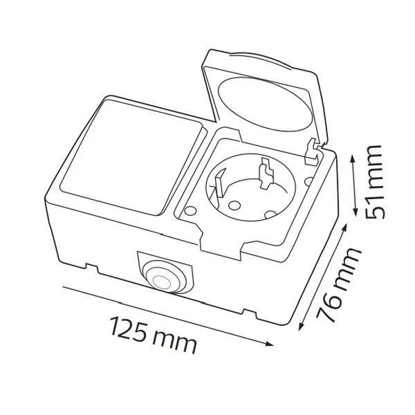 Розетка подвійна&nbsp;накладна із заземленням Horoz Electric ATOM з кришкою IP54 112-100-0002-010 фото