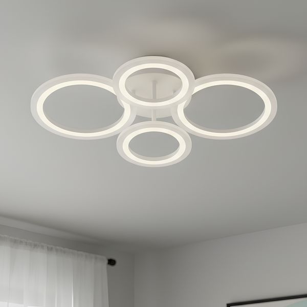 Стельова біла LED люстра з пультом 60W чотири кільцевих плафона з акрилу 3000-6500K Svet SY-26255/2+2 WH SY-26255/2+2 WH фото