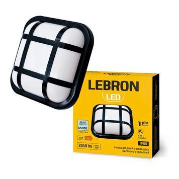 Настенно-потолочный LED светильник&nbsp;20W для ЖКХ&nbsp;Lebron с квадратным корпусом 6500K влагозащищенный IP65 L-WLS-JZ-2065 15-33-55 фото