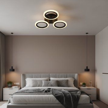 Стельова світлодіодна люстра з пультом 36W акрилові LED кільця 3000-6500K чорного кольору Svet SY-26255/3 MB SY-26255/3 MB фото
