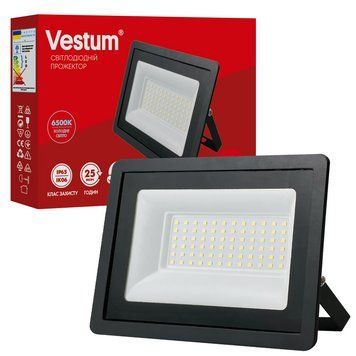 Світлодіодний прожектор 50W Vestum з металевим каркасом 6500K чорний IP65 1-VS-3016 фото