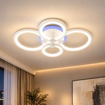 Стельова led люстра з пультом 112W Svet світлодіодна з кольоровою підсвіткою SL-5332/2+2 WT RGB SL-5332/2+2 WT+RGB фото