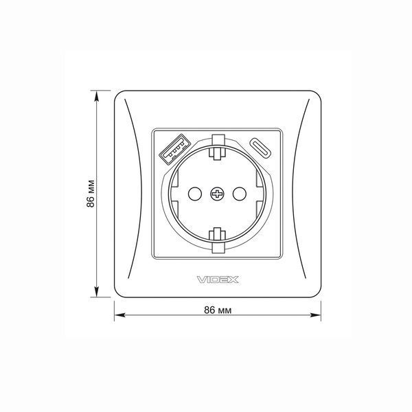 Одинарна розетка з USB-зарядкою VIDEX BINERA вбудована із заземленням 16A 250V чорна графіт VF-BNSK1GUC-BG VF-BNSK1GUC-BG фото