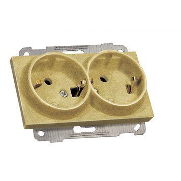 Механізм розетки на два роз'єми Mutlusan із заземленням 16А золотистого кольору RITA 47-13-78 фото