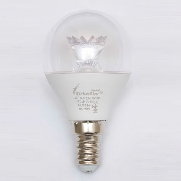 Светодиодная лампа 6W SiriusStar 3304 crystal G45 4000K E14 белая IP20 SP000020400 фото