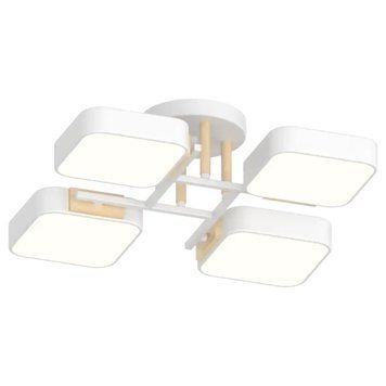 Стельова LED люстра 72W Interees з акриловими плафонами 3000K/4200K/6000K біла IP20 XI3352-4 WH+WOOD XI3352-4 WH+WOOD фото