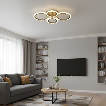 Світлодіодна стельова люстра з пультом 80W чотири LED-кільця 3000-6000К в кольорі антична бронза Svet SL-5333/2+2 AB SL-5333/2+2 AB 80W фото