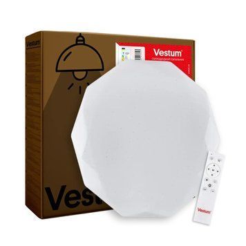 Стельовий LED світильник 60W з пультом Vestum з розсіювачем зоряне небо 3000К-6500К IP40 DIAMANT VS-91042 фото