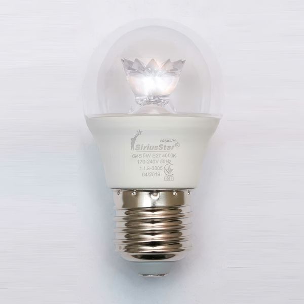 Світлодіодна лампа 6W SiriusStar 3305 crystal G45 4000K E27 біла IP20 SP000020401 фото