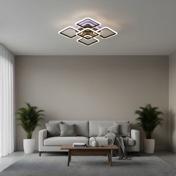 Світлодіодна стельова люстра з пультом і RGB підсвічуванням 150W квадратна 3000-6000К чорна Svet SL-5342/4+1 BK+RGB DIMMER SL-5342/4+1 BK+RGB фото