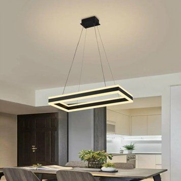 Підвісна LED люстра 56W з пультом Valeso з прямокутним корпусом 3000/4000/6500К чорна IP20 QQD3093 SP000050247 фото
