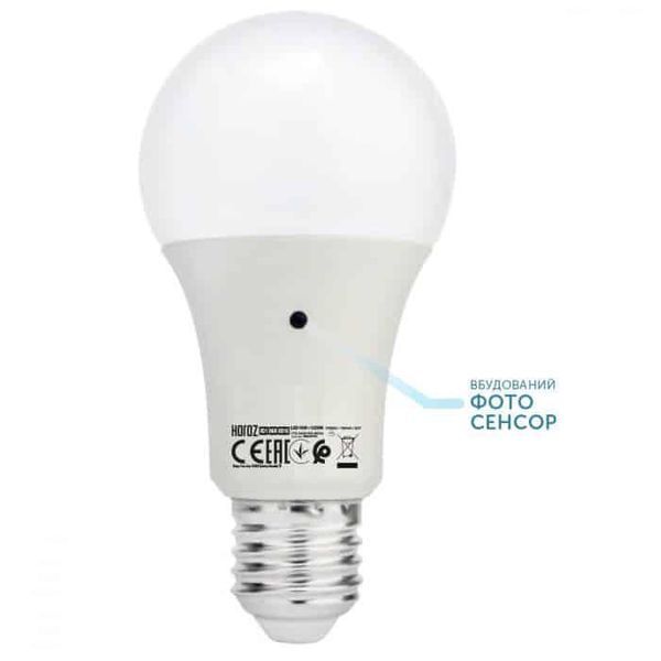 Лампа світлодіодна 10W з датчиком освітлення Horoz Electric DARK-10 6400К A60 E27 001-068-0010-010 фото