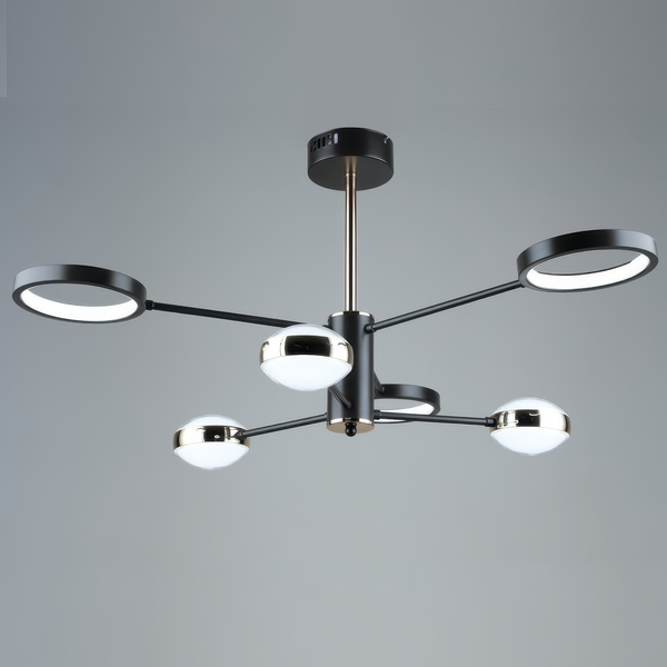 Потолочная LED люстра Sirius 51W с круглыми плафонами пульт ДУ 3000-6500К черно-золотая IP20 B YH872/3+3 COFFEE+GD SP000040556 фото