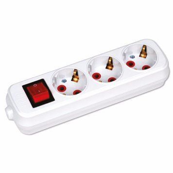 Колодка на три розетки Teb Elektrik с кнопкой и заземлением 16А 250V белая IP20 200-300-302 фото
