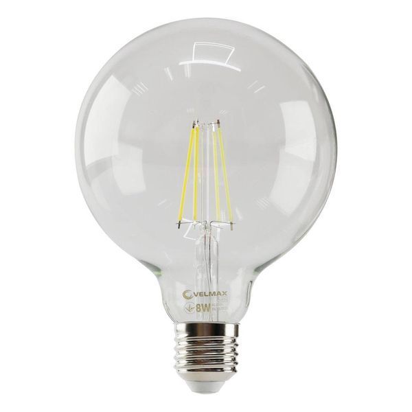 Филаментная LED лампа 8W VELMAX форма шар G125 E27 4100K 800Lm V-Filament-G125 21-47-18 фото
