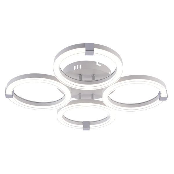 Стельова LED люстра 88W з пультом Interees на чотири плафони 3000-6000К біла/хром IP20 V DK6303-4 WH+CR DK6303-4 фото