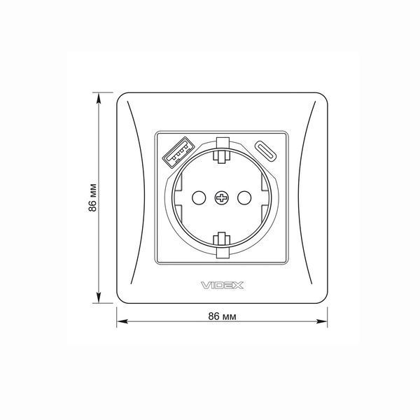 Розетка одинарна з USB-зарядкою VIDEX BINERA із заземленням 16A 250V біла VF-BNSK1GUC-W VF-BNSK1GUC-W фото