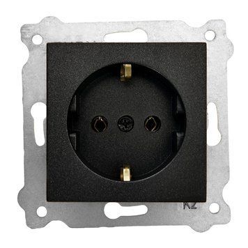 Механізм розетки EXEN Elektrik із заземленням 250V чорний IP20 KARELL 290-001403-237 фото