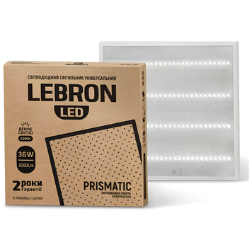 Офісна світлодіодна панель 36W Lebron із призматичним розсіювачем 595x595mm 6200K IP20 L-LPU-Prismatic 16-50-22 фото