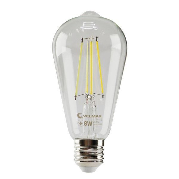 Філаментна LED лампа 8W VELMAX ST64 E27 4100K 800Lm V-Filament-ST64 21-43-32 фото