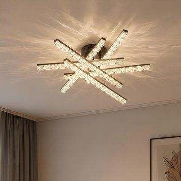 Потолочная LED-люстра 84W с акриловыми линейными плафонами и пультом 3000-6500К корпус черный Svet SY-33038/6 MB SY-33038/6 MB фото
