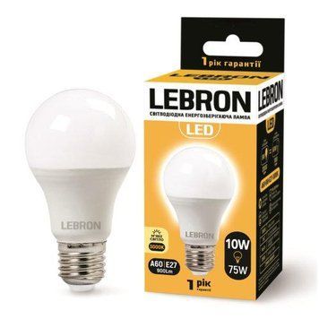 Светодиодная лампа 10W Lebron форма груша A60 Е27 3000K 850Lm белая IP20 L-A60 11-11-31 фото