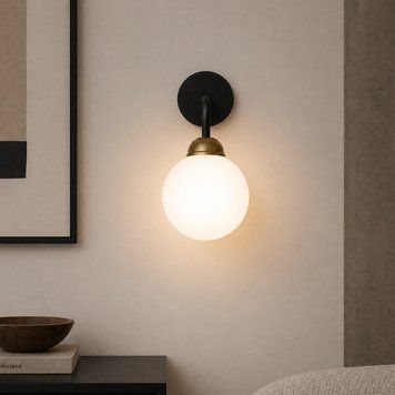 Світильник настінний MSK Electric Luna бра на один плафон куля під лампу Е27 чорний PL 20260-1 BK 622653 фото