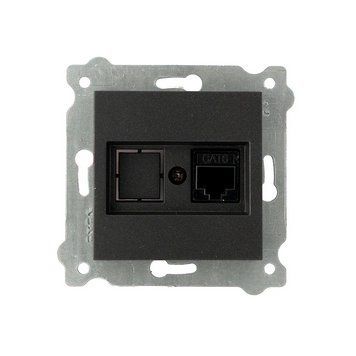 Механізм комп'ютерної розетки EXEN Elektrik одинарний чорний IP20 CAT6 KARELL 290-001403-253 фото