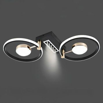 Сучасна LED-люстра з пультом 80W+5W точкове підсвічування 3000-6000К чорно-золота Svet SY-16054/2 BK+FGD SY-16054/2 BK+FGD фото