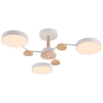 Стельова LED люстра 54W Interees у стилі модерн 3000K/4200K/6000K біла IP20 XI3310-3 WH+WOOD XI3310-3 WH+WOOD фото