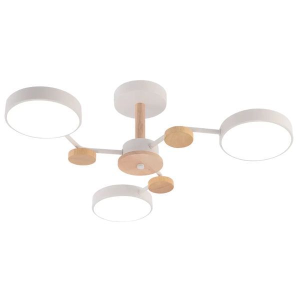 Потолочная LED люстра 54W Interees в стиле модерн 3000K/4200K/6000K белая IP20 XI3310-3 WH+WOOD XI3310-3 WH+WOOD фото