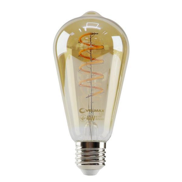 Филаментная LED лампа 4W VELMAX ST64 E27 2700K 300Lm V-Filament-Amber-ST64-Спираль-V 21-43-51 фото
