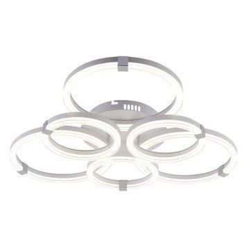 Стельова LED люстра 165W з пультом Interees з плафонами-кільцями 3000-6000К IP20 V DK6303C-3+3A WH+CR DK6303C-3+3A фото