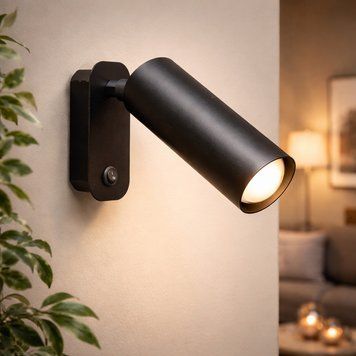 Светильник настенный MSK Electric Focus черный с кнопкой выключателя под лампу Е27 NL 13050-1 BK 622213 фото