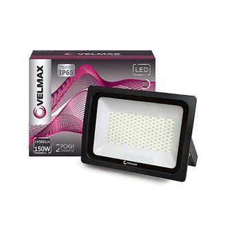 Світлодіодний прожектор 150W Velmax вологозахищений 6200K 14500Lm чорний IP65 26-11-75 фото