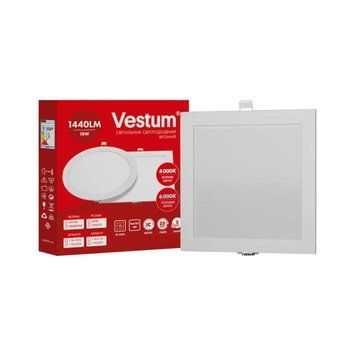 Врізний LED світильник 18W Vestum без пульсації світла 6000K 220V білий IP20 1-VS-5210 1-VS-5210 фото