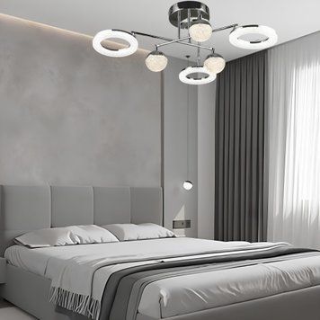 Потолочная LED люстра Sirius 57W с плафонами разной формы 3000-6500К хром IP20 B YH1183/3+3 CH SP000043647 фото