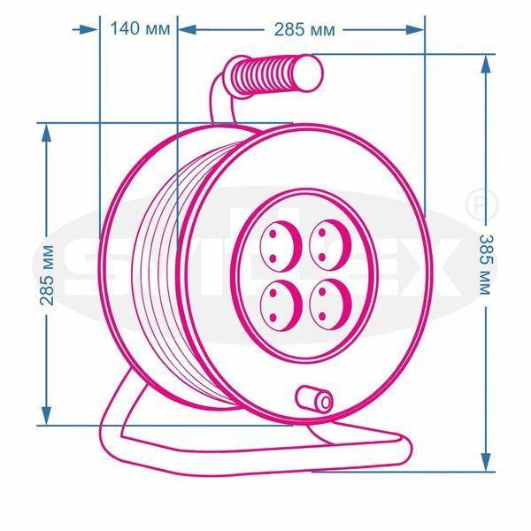 Подовжувач на котушці з термозахистом 50м, 2х2,5 мм&sup2; чорний кабель SVITTEX SV-021-В фото