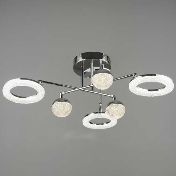 Потолочная LED люстра Sirius 57W с плафонами разной формы 3000-6500К хром IP20 B YH1183/3+3 CH SP000043647 фото
